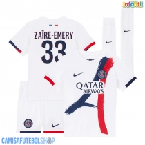Camisa de time de futebol Paris Saint-Germain Warren Zaire-Emery #33 Replicas 2º Equipamento Infantil 2025-26 Manga Curta (+ Calças curtas)